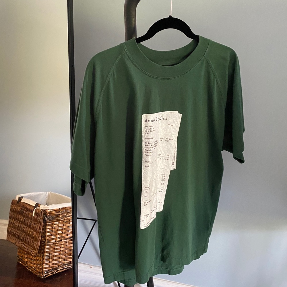 Acne studios green “receipt” t shirt